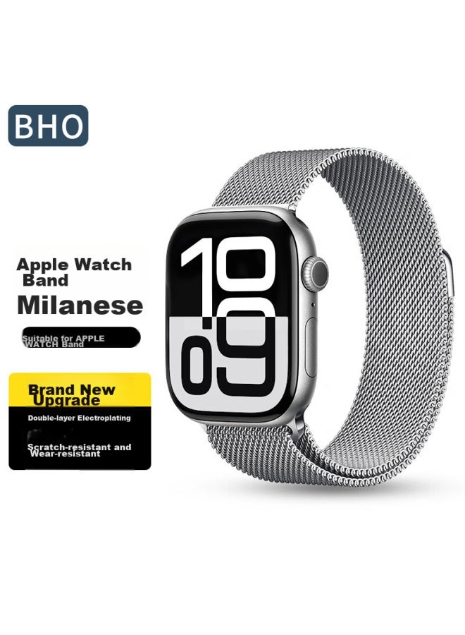 Bho Apple Watch Band Compatible With Apple Watch S10/s9/se/ultra2, Milanese Loop, Iwatch S8/7/6/5/4, Metal Stainless Steel Band - Image 1