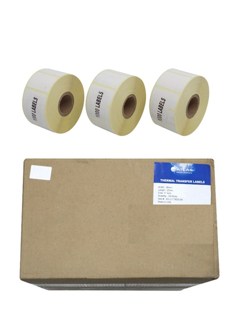 ATLAS 100-Piece Direct Thermal Barcode Label Sticker 38x25mm Size  - Image 1