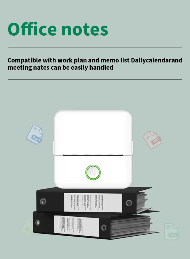 Portable Mini Printer, Inkless Sticker Maker, Pocket Bluetooth Thermal Printer with One Roll of Printing Paper, Compatible with Android and iOS for Photo Labels Diary Notes Memo
