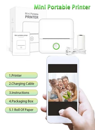 Portable Mini Printer, Inkless Sticker Maker, Pocket Bluetooth Thermal Printer with One Roll of Printing Paper, Compatible with Android and iOS for Photo Labels Diary Notes Memo - pzsku/Z85737052AC826FEAB5B5Z/45/1747314903/da5f32ec-67c5-48e4-bd3f-d9e23248104a