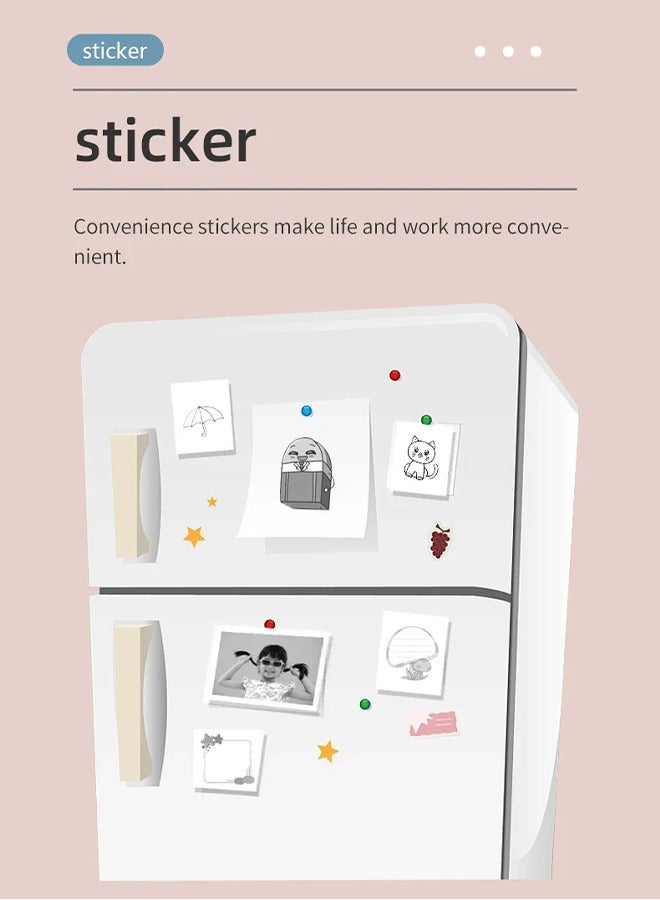 Portable Mini Printer, Inkless Sticker Maker, Pocket Bluetooth Thermal Printer with One Roll of Printing Paper, Compatible with Android and iOS for Photo Labels Diary Notes Memo