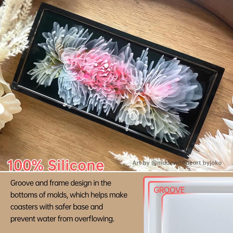 Midnadiy Durable Resin Tray Molds, 3 Pcs Silicone Tray Molds for Epoxy Concrete Trinket Tray Mold, Rectangle Resin Coaster Molds for DIY Jewelry Trinket Dish,Home Decor, DIY Gift - Image 5