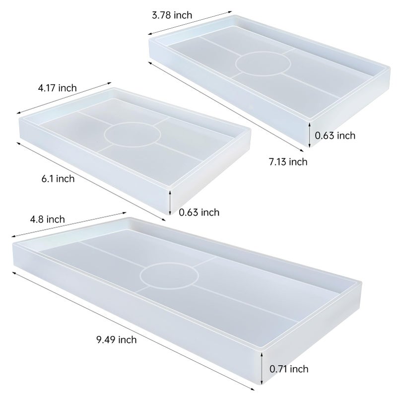 Midnadiy Durable Resin Tray Molds, 3 Pcs Silicone Tray Molds for Epoxy Concrete Trinket Tray Mold, Rectangle Resin Coaster Molds for DIY Jewelry Trinket Dish,Home Decor, DIY Gift - Image 3