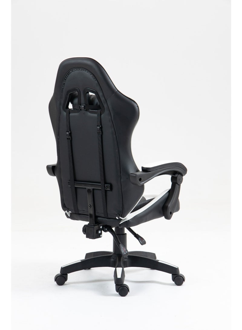 تيسو كرسي ألعاب مريح بتصميم هندسي، كرسي مكتب سباق بظهرٍ عالٍ من جلد PU مع دعم أسفل الظهر قابل للتعديل، كرسي مكتب كمبيوتر دوّار - Image 4