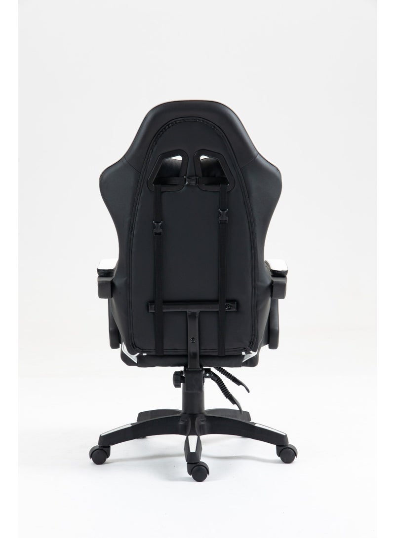 تيسو كرسي ألعاب مريح بتصميم هندسي، كرسي مكتب سباق بظهرٍ عالٍ من جلد PU مع دعم أسفل الظهر قابل للتعديل، كرسي مكتب كمبيوتر دوّار - Image 5