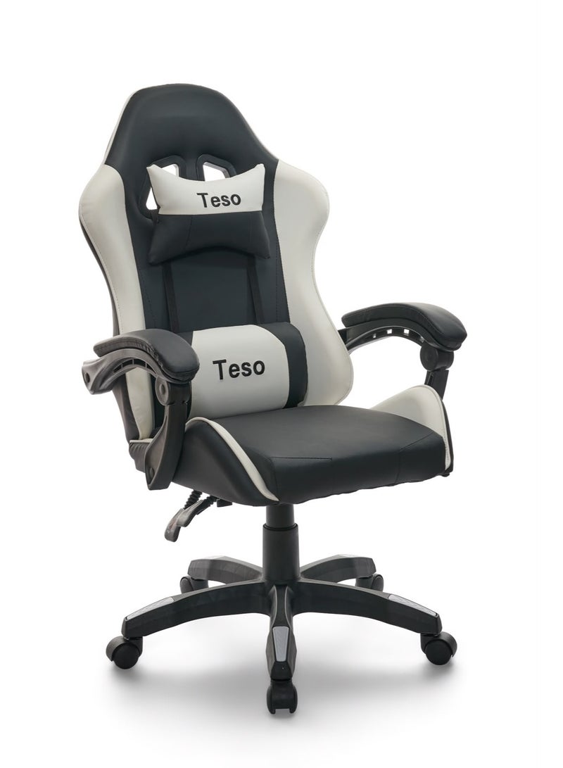 Teso Ergonomic Gaming Chair, High-Back PU Leather Racing Office Chair with Adjustable Lumbar Support, Swivel Computer Desk Chair. - Image 1