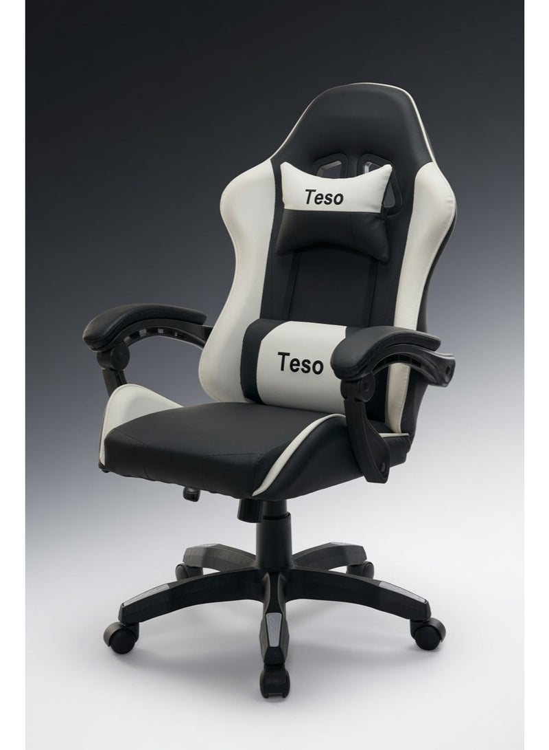 Teso Ergonomic Gaming Chair, High-Back PU Leather Racing Office Chair with Adjustable Lumbar Support, Swivel Computer Desk Chair. - Image 2