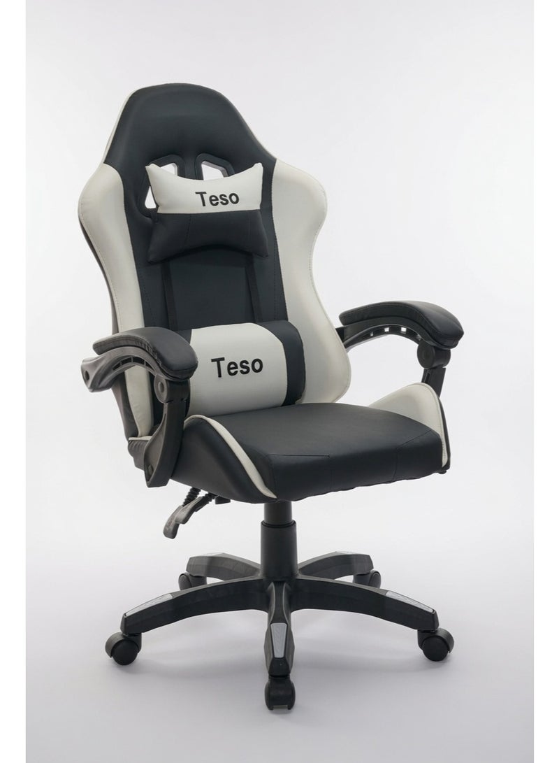 Teso Ergonomic Gaming Chair, High-Back PU Leather Racing Office Chair with Adjustable Lumbar Support, Swivel Computer Desk Chair. - Image 3