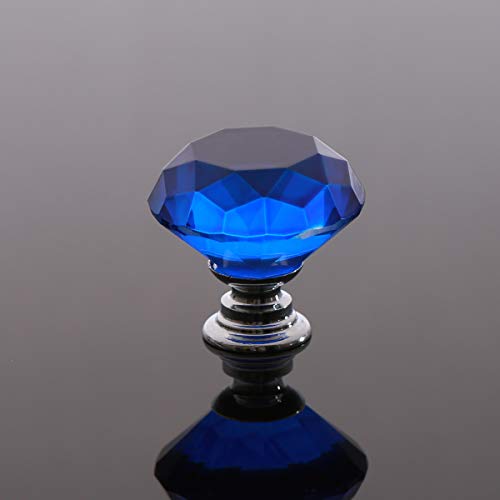 Akstore 10 Pcs Crystal Glass Cabinet Knobs 30mm Diamond Shape Drawer Kitchen Cabinets Dresser Cupboard Wardrobe Pulls Handles (Blue) - Image 3