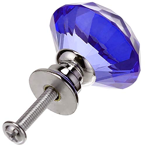 Akstore 10 Pcs Crystal Glass Cabinet Knobs 30mm Diamond Shape Drawer Kitchen Cabinets Dresser Cupboard Wardrobe Pulls Handles (Blue) - Image 4