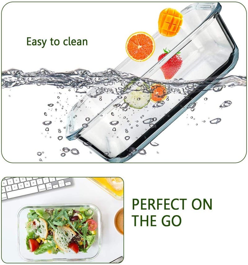 ARUZEN 5Pack400ml Glass Meal Prep ContainersGlass Food Storage ContainersAirtight Glass Lunch Containers with Lids BPAFree Microwave Oven Freezer and Dishwasher - Image 5