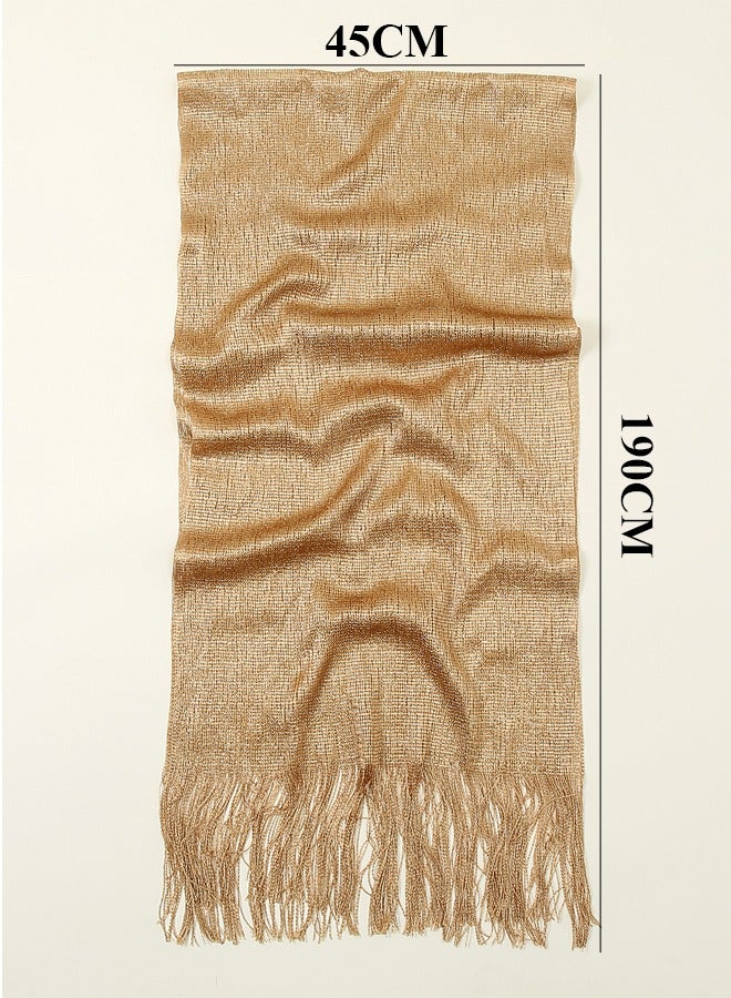 Sparkling Shawls Wraps Pashmina with Fringes for Weddings, Bridal, Bridesmaids, Evening Party, Gold Thin Shawl, Fashion Headscarf - Image 5