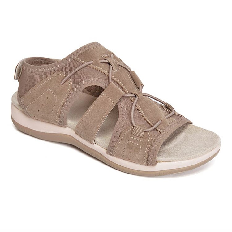 2021 New Roman Wedge Sandals Round Toe Velcro Large Size Beach Solid Color Casual Roman Sandals - Image 1