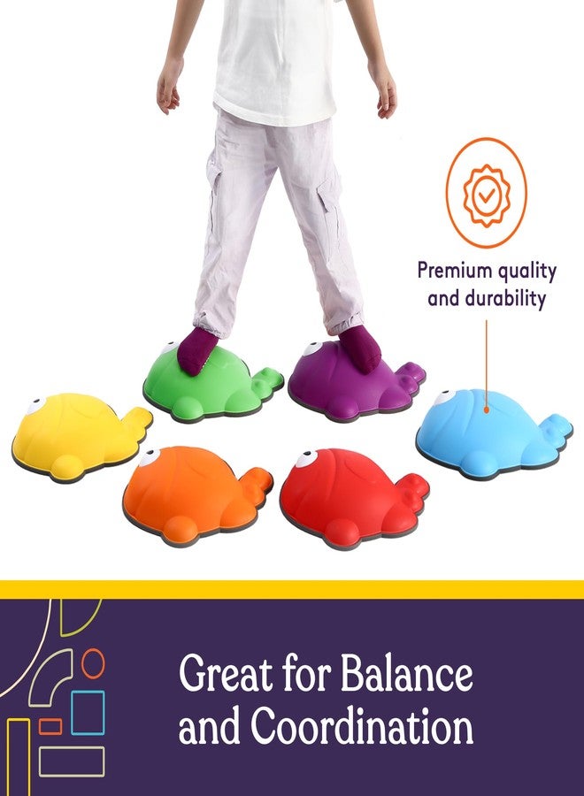 Special Supplies Stepping Stones for Kids - Set of 6 Balance Blocks - Indoor/Outdoor Play - Child Safe Rubber, Non-Slip Edging - Promotes Coordination, Balance, Strength (Multi-Color-Fish) - Image 5
