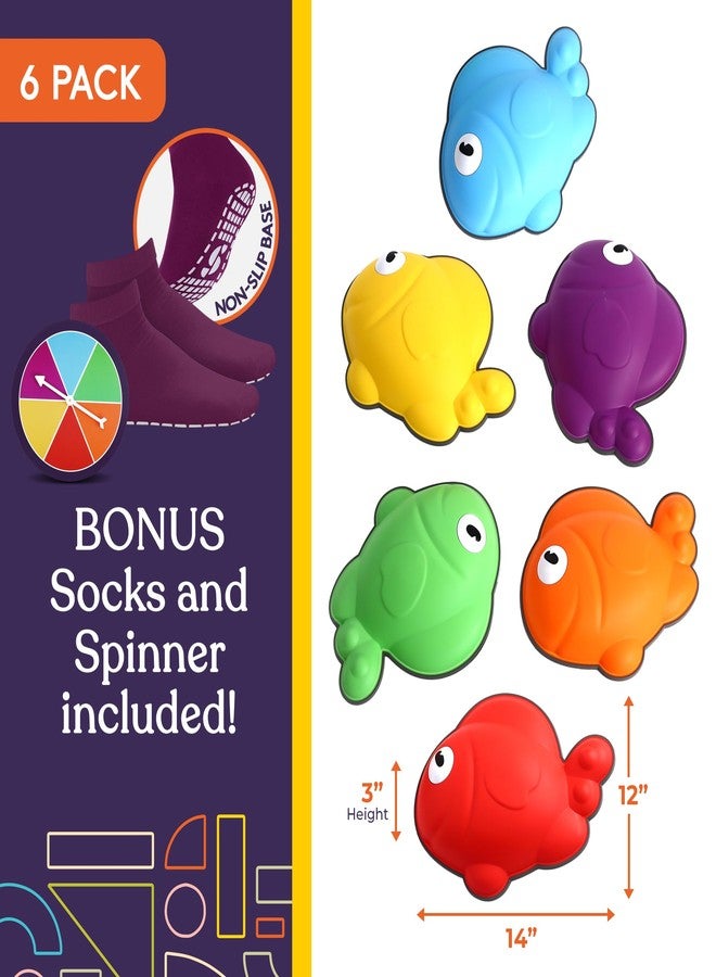 Special Supplies Stepping Stones for Kids - Set of 6 Balance Blocks - Indoor/Outdoor Play - Child Safe Rubber, Non-Slip Edging - Promotes Coordination, Balance, Strength (Multi-Color-Fish) - Image 3