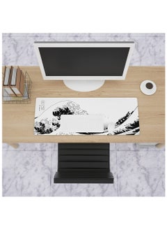 TREYO Japanese Ink Wave Large Gaming Mouse Pad - 800 * 300 * 3mm XL Desk Mat | Anti-Slip Base & Spill-Resistant | Stitched Edges for Long-Lasting Durability | Perfect for Keyboard & Mouse Setup  - Image 2