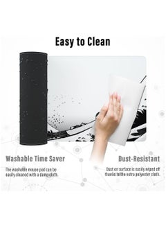 TREYO Japanese Ink Wave Large Gaming Mouse Pad - 800 * 300 * 3mm XL Desk Mat | Anti-Slip Base & Spill-Resistant | Stitched Edges for Long-Lasting Durability | Perfect for Keyboard & Mouse Setup  - Image 3
