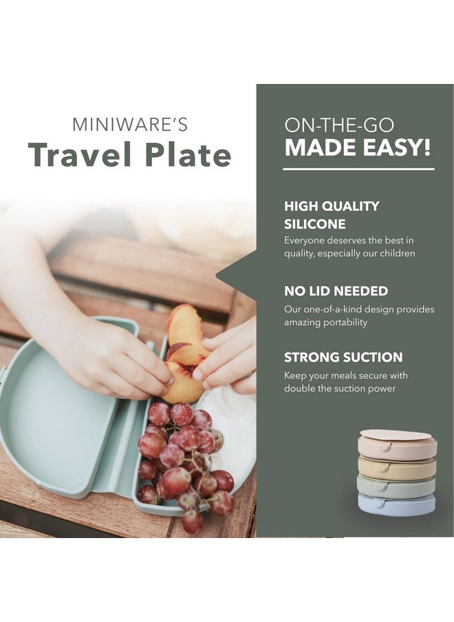 Miniware Miniware Baby Travel Plate with Suction - Foldable Silicone Baby Travel Essential to Promote Self-Feeding - Dishwasher Safe, BPA Free, Food Grade Silicone Baby Plate for On The Go - Sage Silifold  - Image 1