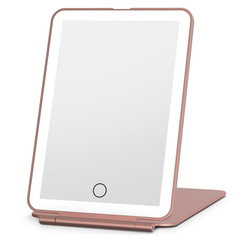 FUNTOUCH Rechargeable Makeup Mirror with Light Portable Travel Vanity Mirror with 72 LED Lights 3Colour Lighting Adjustable Brightness Adjustable Touch Screen Cosmetic Table Mirror