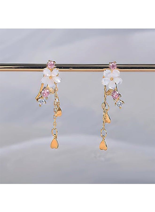 925 Sterling Silver Shell Pearl Flowers CZ Ear Cuffs Hoop Climber Earrings for Women Cartilage Cherry Blossom Earring to Daughter Mom Dainty Tassel Crawler Earrings Mothers Day Birthday Jewelry Gifts - Image 5