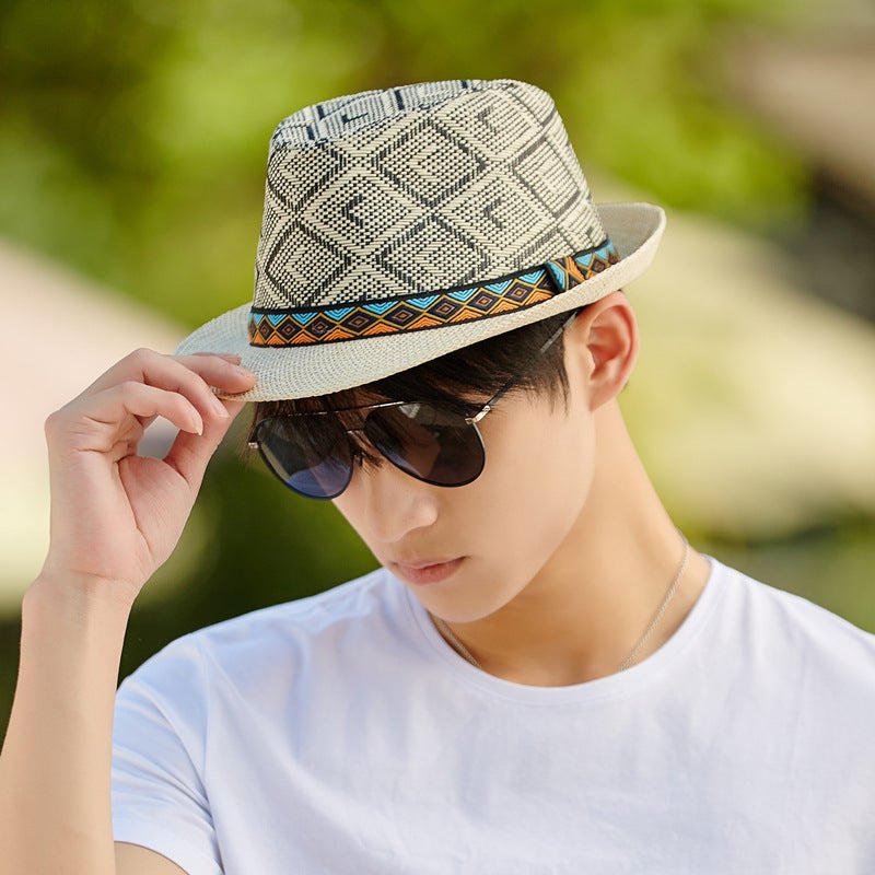 Summer Straw Hat Men's Classic Short Brim Sun Hat - Image 2