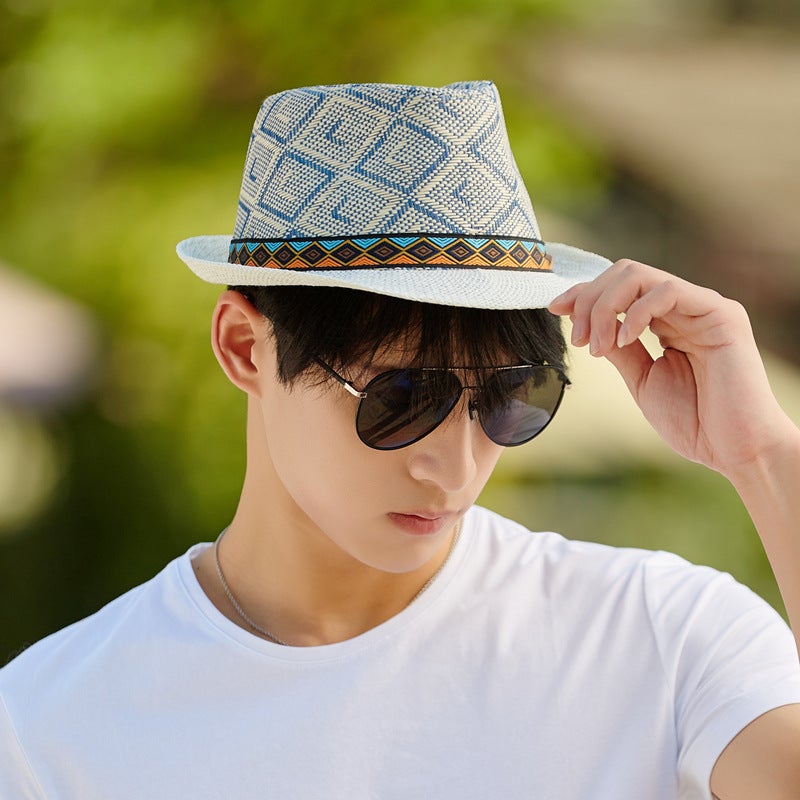 Summer Straw Hat Men's Classic Short Brim Sun Hat - Image 3