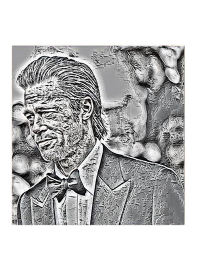RYN Brad Pitt MDF Wall Art Painting White/Black 30 x 5 x 30cm - Image 1