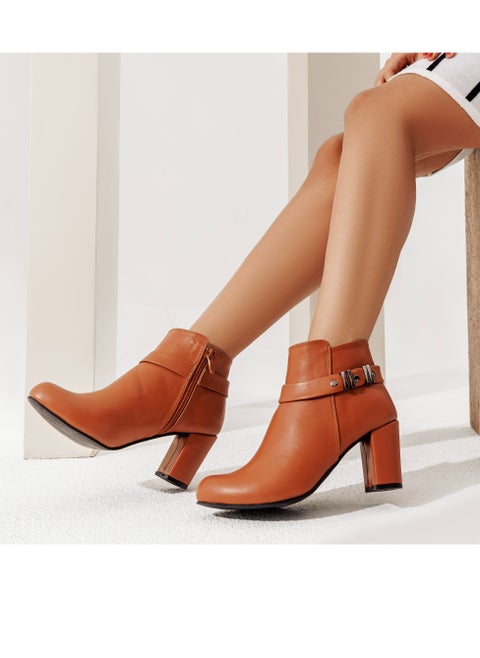Ankle Boot Heels Leather With Zipper R-19 - Havan