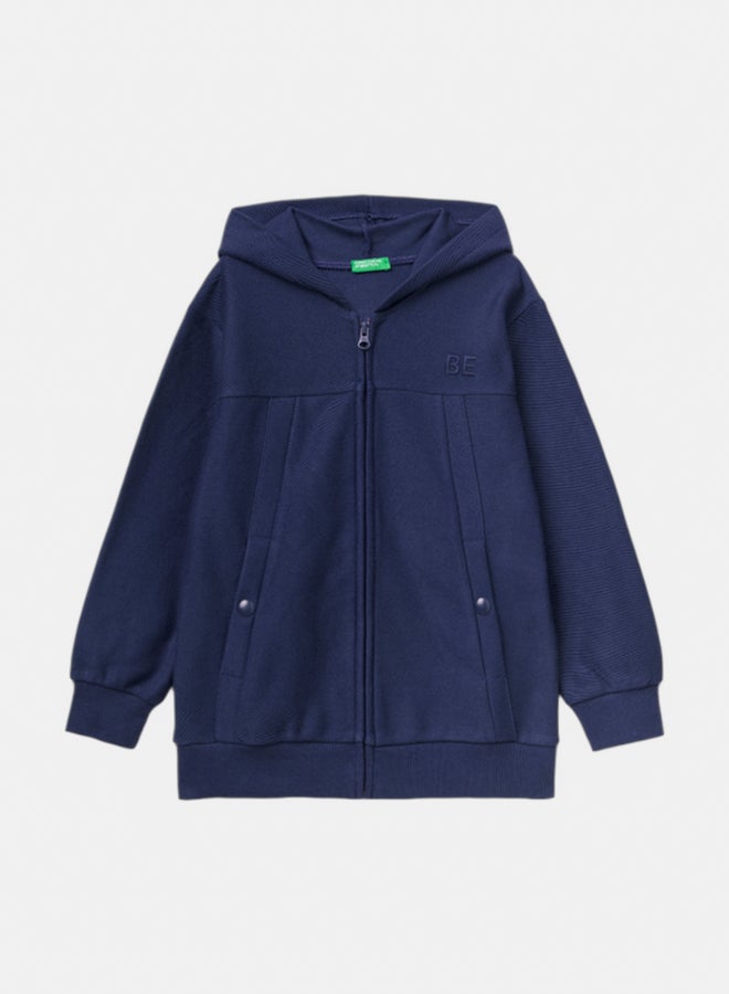 بينيتون سويتر أولاد بسحاب وتطريز - Image 1