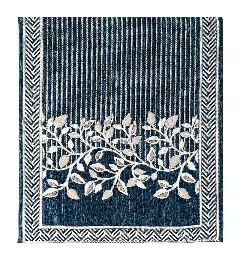 Nendle Luxurious Chenille Sofa Cover Floral Design 4 Seater Sofa Mats Cover for L Shape, Corner, Sectional and Standard Sofa for Living Room (220 cm, Color Blue, 1 Piece) - Image 3