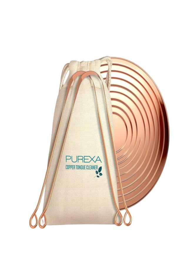 PUREXA Copper Tongue Cleaner with Ergonomic A Handle (Pack of 2), 100% Food Grade Pure Copper Tongue Scraper for Fresher Breath - Image 1