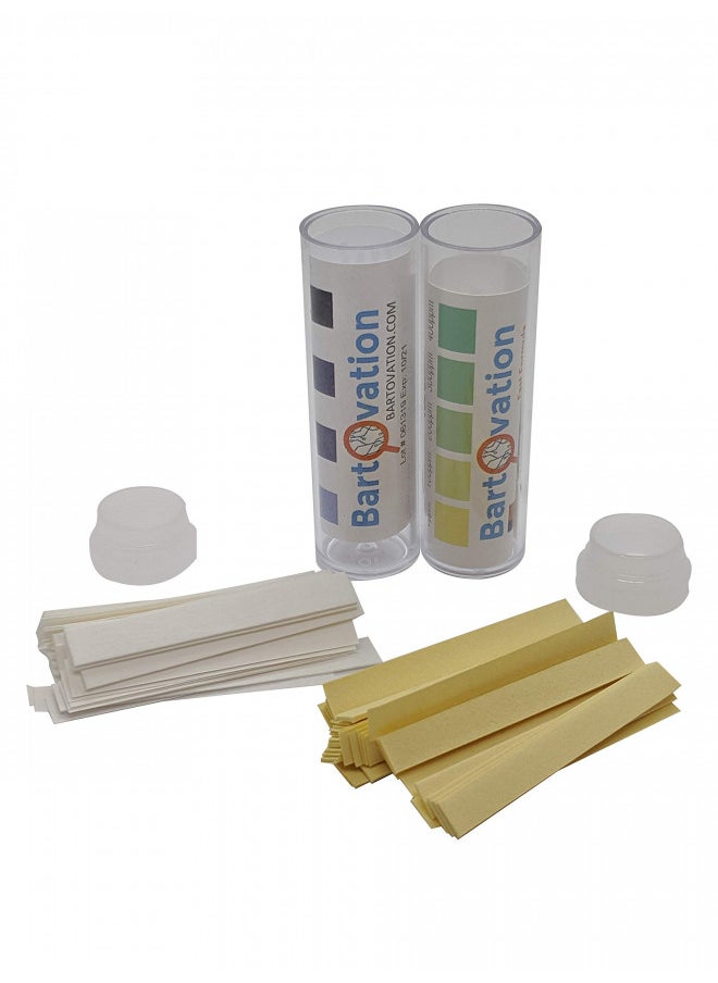 Restaurant Sanitizer Test Kit for Quaternary Ammonium (QAC, Multi Quat) 0-500 ppm & Chlorine 10-200 ppm Test Paper [2 Vials of 100 Paper Strips]