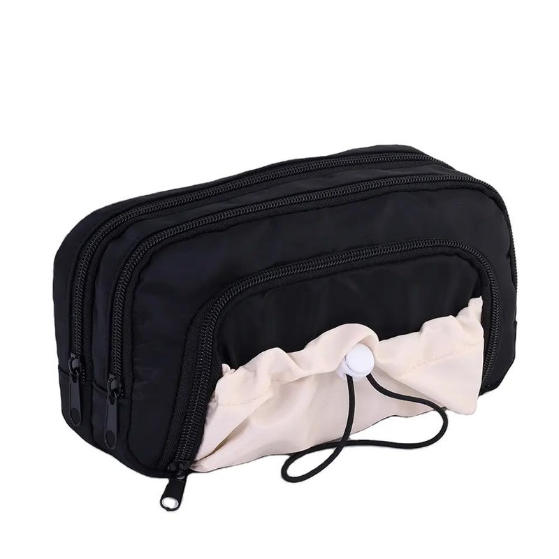 Lupro Large Capacity Pencil Pouch Cute Korean Aesthetic Pen Case for Girls, Boys, Kids, Women - Big Zipper Stationery Organizer for School, College, Office & Return Gifts, Pack of 1 (Black) - Image 1