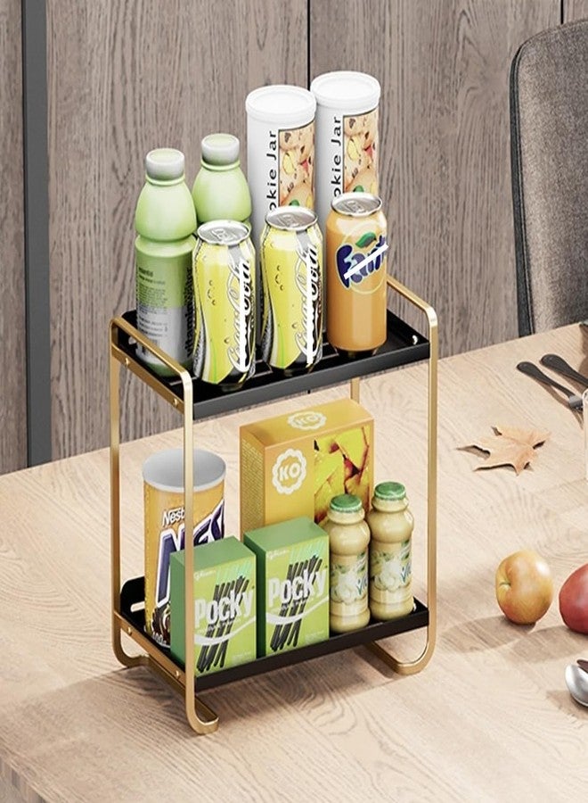 Kiwilon 2-Tier Multipurpose Storage Rack – Premium Gold & Black Metal Shelf for Kitchen, Bathroom & Countertop – Spice Organizer, Cosmetic Stand, Condiment Holder – 27.5cm x 14.5cm x 28cm - Image 4