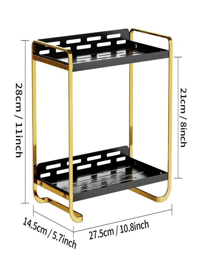 Kiwilon 2-Tier Multipurpose Storage Rack – Premium Gold & Black Metal Shelf for Kitchen, Bathroom & Countertop – Spice Organizer, Cosmetic Stand, Condiment Holder – 27.5cm x 14.5cm x 28cm - Image 2