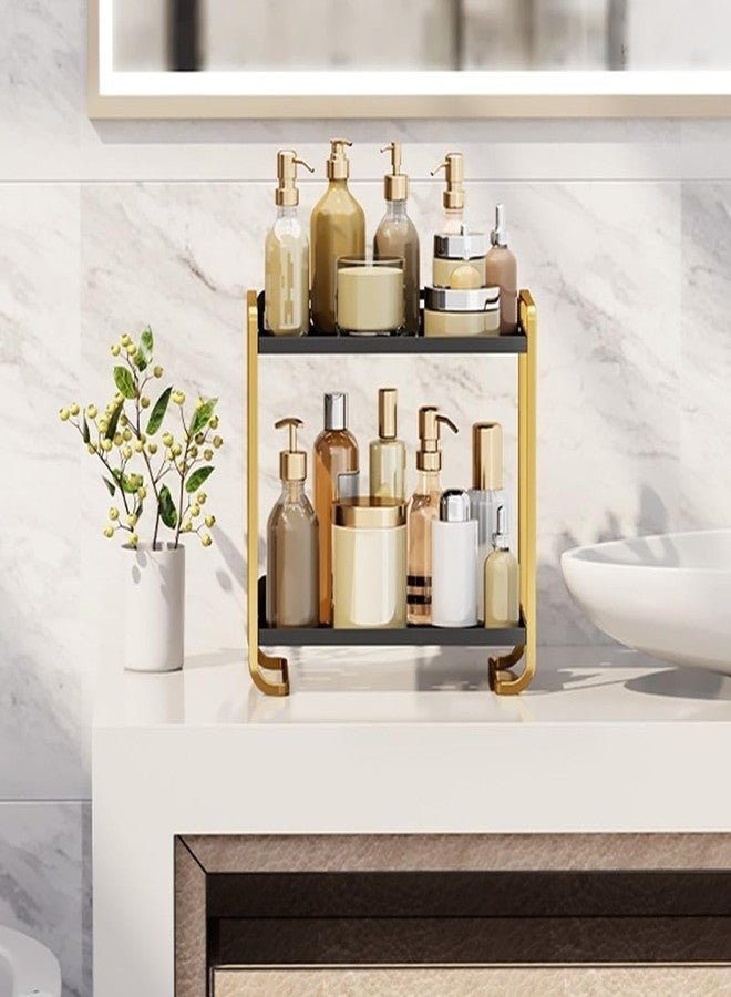 Kiwilon 2-Tier Multipurpose Storage Rack – Premium Gold & Black Metal Shelf for Kitchen, Bathroom & Countertop – Spice Organizer, Cosmetic Stand, Condiment Holder – 27.5cm x 14.5cm x 28cm - Image 5