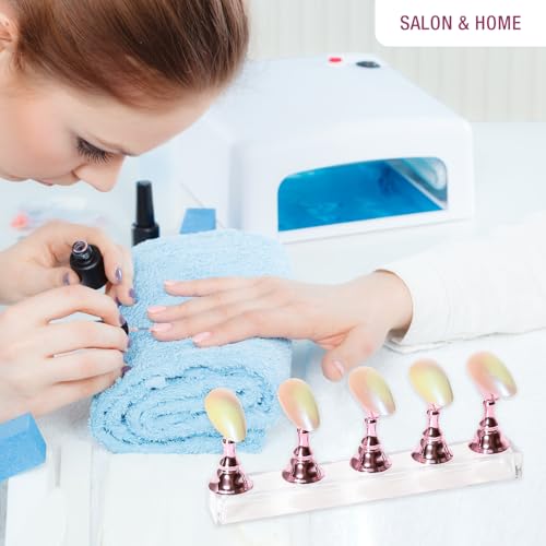 MISSELF Nail Holder for Nail Art Practice Nail Stands for False Nails Painting 30 pcs of adhesive putty 1 Crystal Base 2 Sets Magnetic Acrylic Metal Pink - Image 5