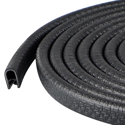 Sanbege Rubber Edge Trim Guard 10ft/3m, Adhesive Free Door Edge Protector, U Shape Edge Seal Strip with Embedded Metal Clips Fits 3/64" to 1/8" Thick Edges (Black) - Image 1