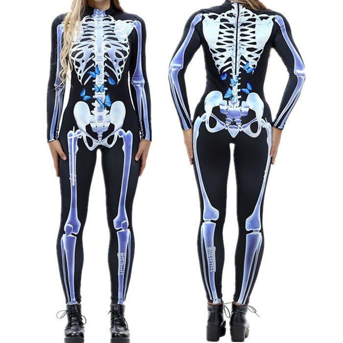 3D Digital Print Skeleton Halloween Costume Long Sleeve Top for Adults & Kids