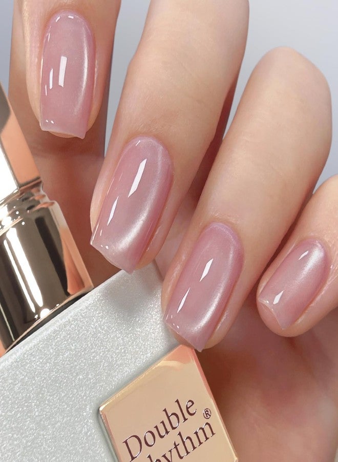 Double Rhythm طلاء أظافر جل بعيون قطة مزدوجة الإيقاع مع مغناطيس 15 مل بريق هولوجرافي شفاف لون شفاف طلاء مغناطيسي صالون افعلها بنفسك في المنزل (جلي وردي برتقالي-MC1102) - Image 5