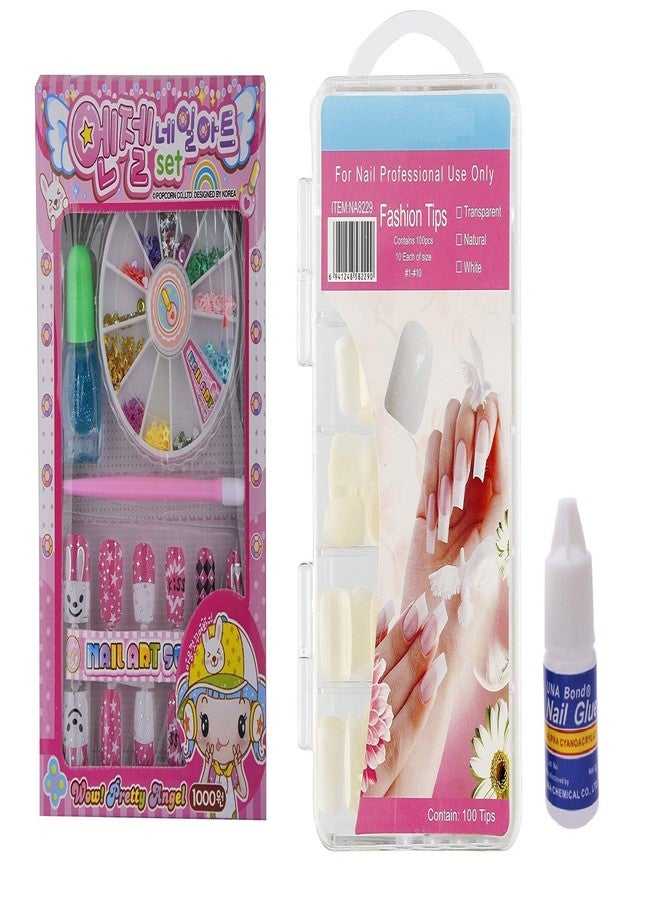 SoSh Nail Art Set for Girls (Multicolored) for Nail Art and Gifting Purpose with 100 Professional IMPORTED FAKE FALSE Nails Premium Parlour Quality with 1 Free Glue - Image 1