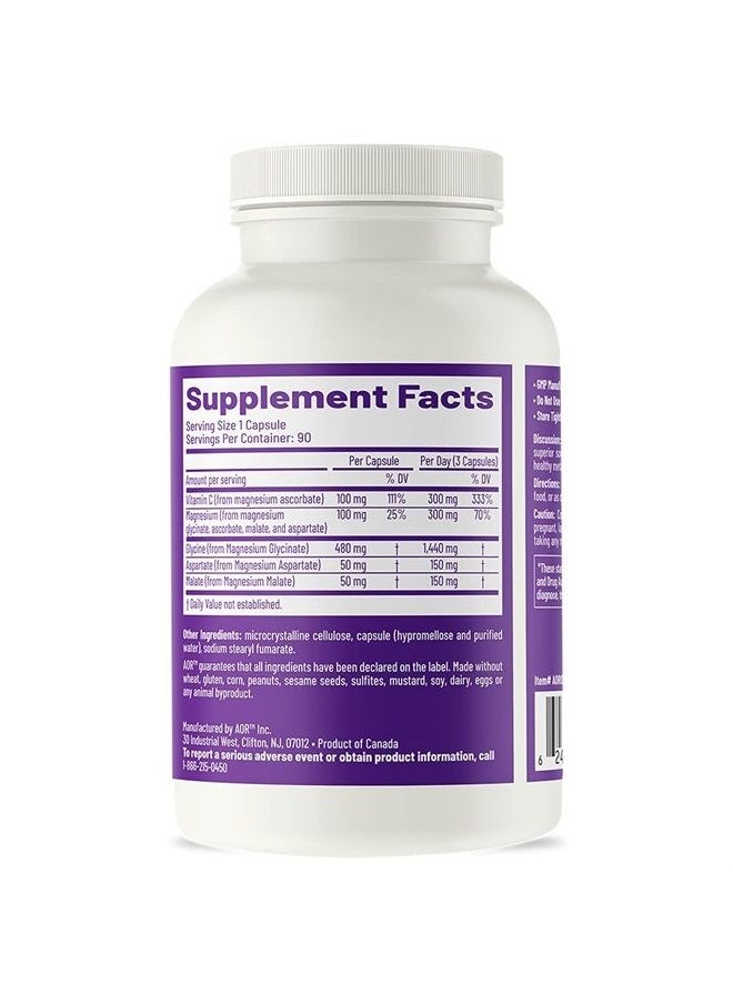 AOR - , Advanced Magnesium Complex, Dietary Supplement, Promotes bone and cardiovascular health, muscle and nerve function, 90 Capsules (90 Servings) - Image 1