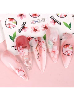 HOXIEYA Pink Flower Nail Art Sticker Sakura Water Transfer Nail Stcikers Decal Nail Art Decoration Supplies Cherry Blossom Leaf Flotal Nail Design For Women Girls Manicure Decor (Cherry Blossom)  - Image 5