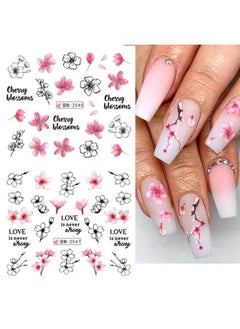 HOXIEYA Pink Flower Nail Art Sticker Sakura Water Transfer Nail Stcikers Decal Nail Art Decoration Supplies Cherry Blossom Leaf Flotal Nail Design For Women Girls Manicure Decor (Cherry Blossom)  - Image 4