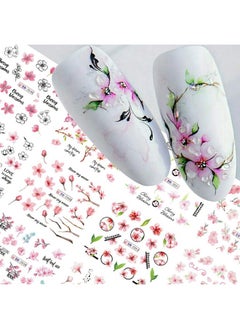 HOXIEYA Pink Flower Nail Art Sticker Sakura Water Transfer Nail Stcikers Decal Nail Art Decoration Supplies Cherry Blossom Leaf Flotal Nail Design For Women Girls Manicure Decor (Cherry Blossom)  - Image 1