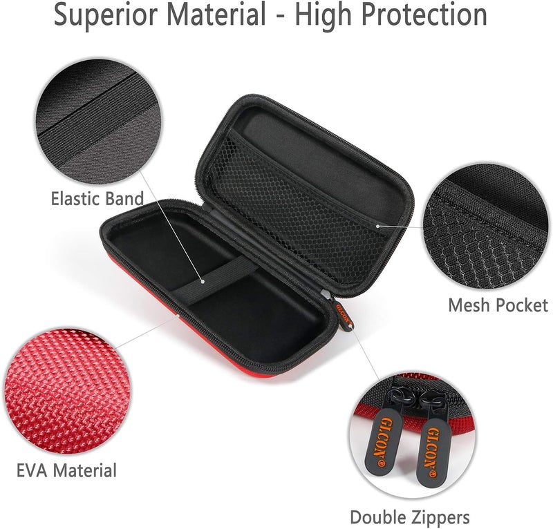 GLCON External Hard Drive Case - Shockproof EVA Carrying Case for WD My Passport Element Seagate Expansion Backup Toshiba 1TB 2TB 4TB - High Protection Portable Travel Electronic Power Bank Bag (Red) - Image 5