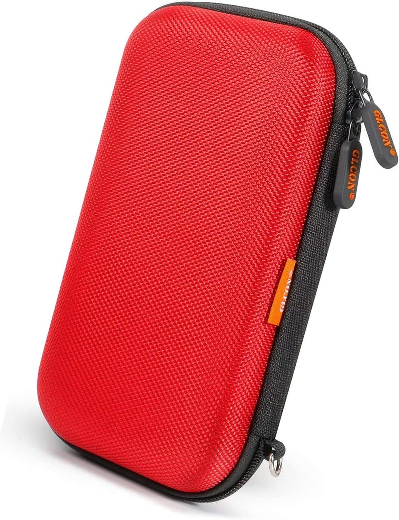 GLCON External Hard Drive Case - Shockproof EVA Carrying Case for WD My Passport Element Seagate Expansion Backup Toshiba 1TB 2TB 4TB - High Protection Portable Travel Electronic Power Bank Bag (Red) - Image 1
