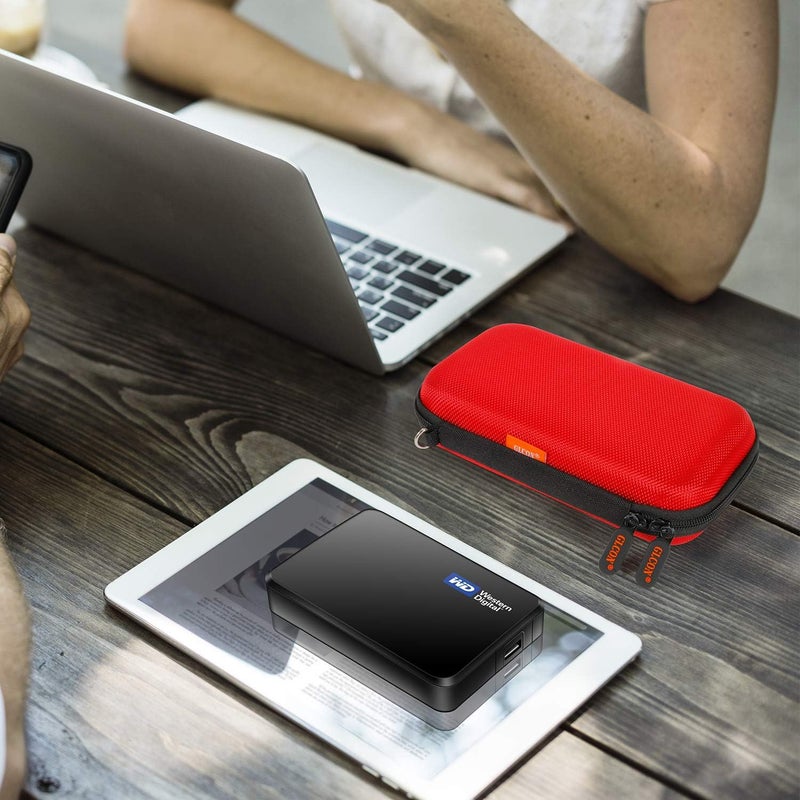 GLCON External Hard Drive Case - Shockproof EVA Carrying Case for WD My Passport Element Seagate Expansion Backup Toshiba 1TB 2TB 4TB - High Protection Portable Travel Electronic Power Bank Bag (Red) - Image 2