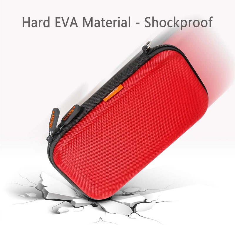 GLCON External Hard Drive Case - Shockproof EVA Carrying Case for WD My Passport Element Seagate Expansion Backup Toshiba 1TB 2TB 4TB - High Protection Portable Travel Electronic Power Bank Bag (Red) - Image 4