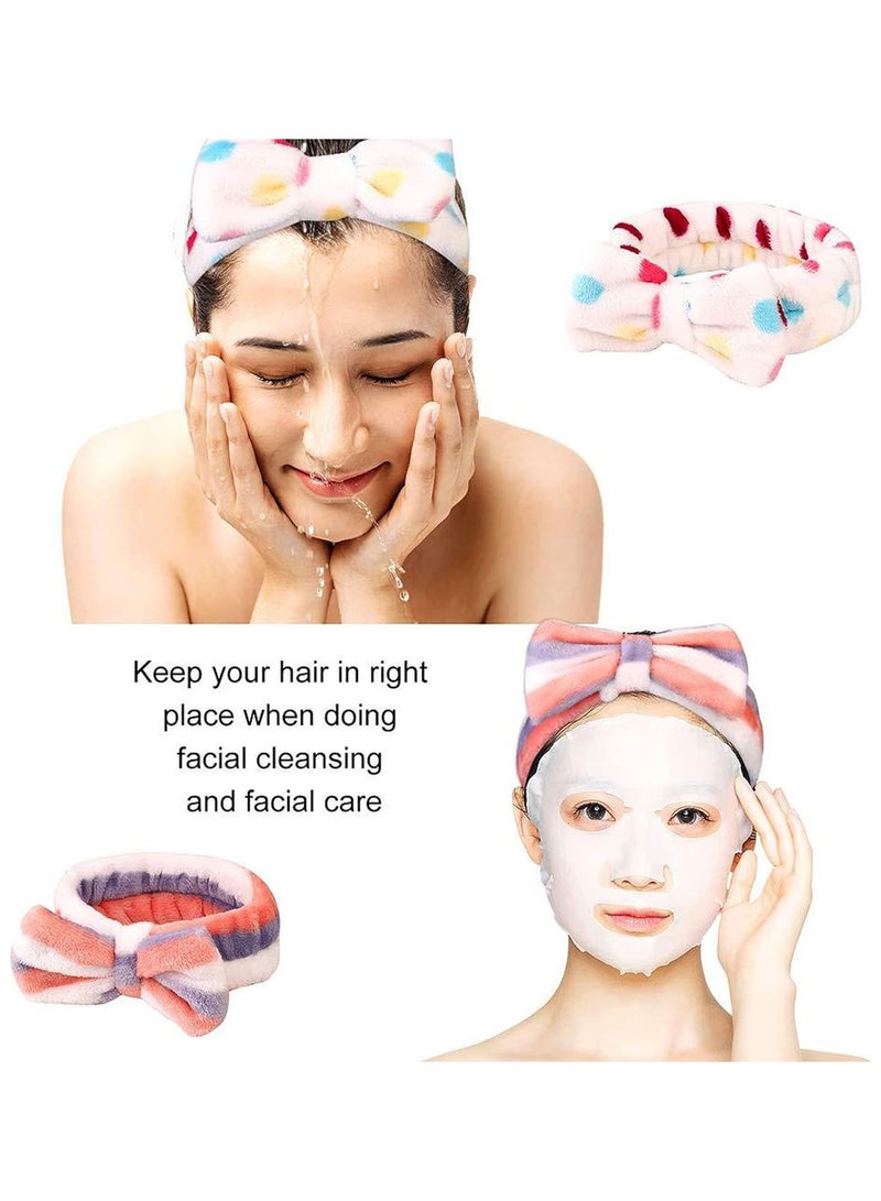 GGOOT 8 Pack Spa Headband, Coral Fleece Makeup Headband Cosmetic Headband Bow Headbands For Washing Face - Image 5
